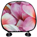 Pink Frangipani Flower Print Car Headrest Covers