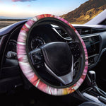 Pink Frangipani Flower Print Car Steering Wheel Cover