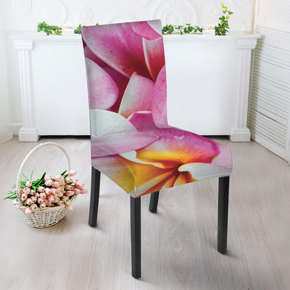 Pink Frangipani Flower Print Dining Chair Slipcover