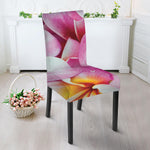 Pink Frangipani Flower Print Dining Chair Slipcover