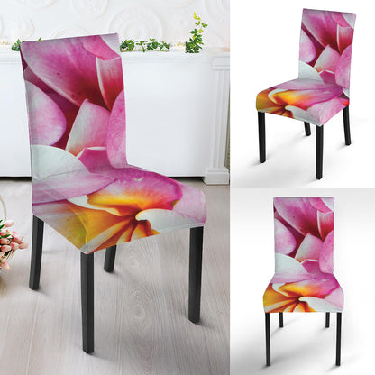 Pink Frangipani Flower Print Dining Chair Slipcover