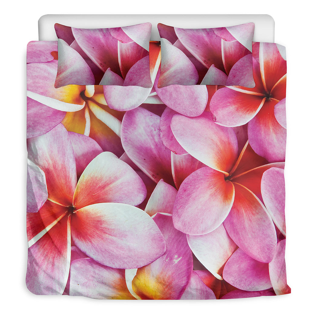 Pink Frangipani Flower Print Duvet Cover Bedding Set
