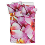 Pink Frangipani Flower Print Duvet Cover Bedding Set