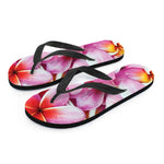 Pink Frangipani Flower Print Flip Flops