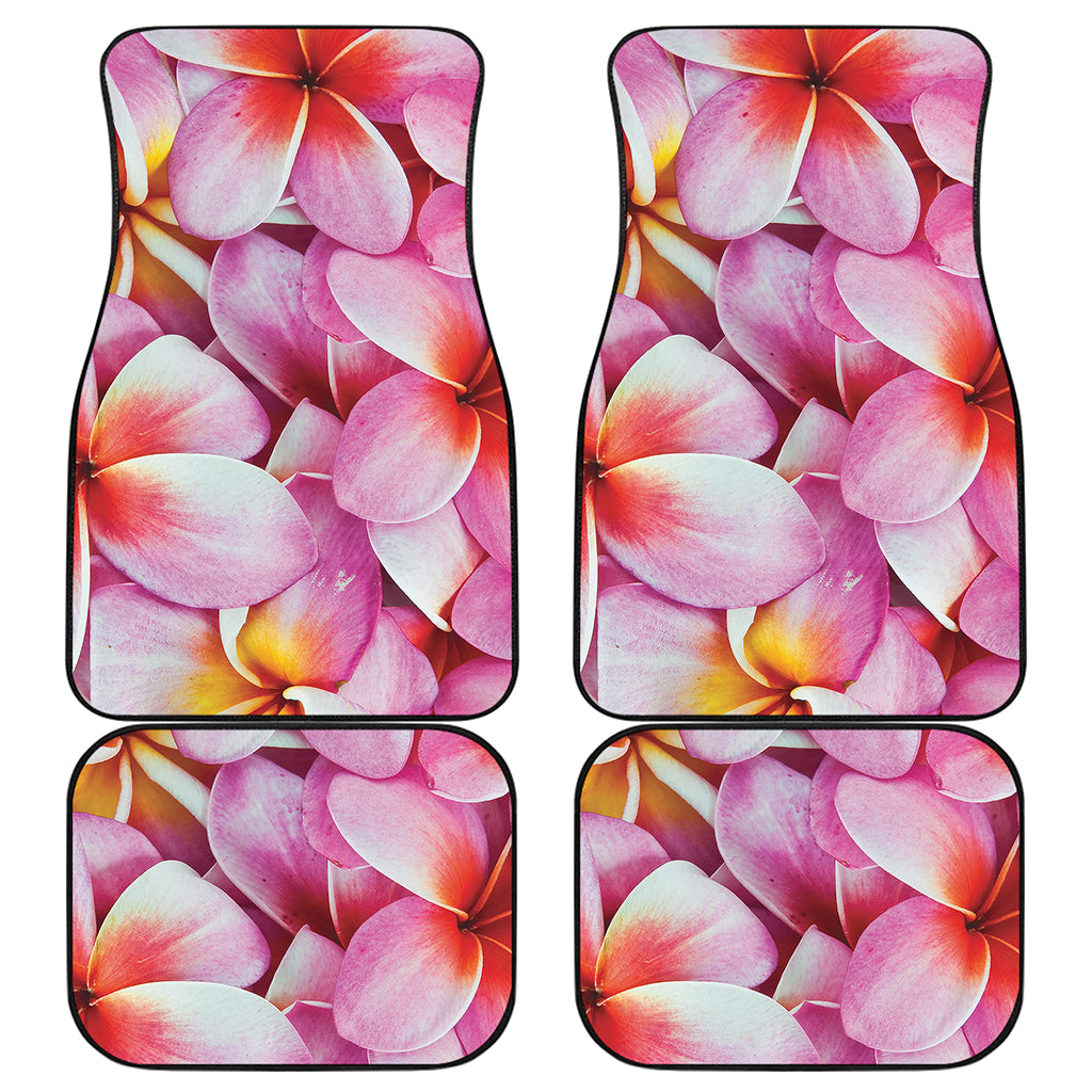 Pink Frangipani Flower Print Front and Back Car Floor Mats