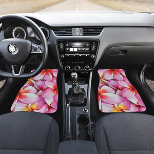 Pink Frangipani Flower Print Front and Back Car Floor Mats