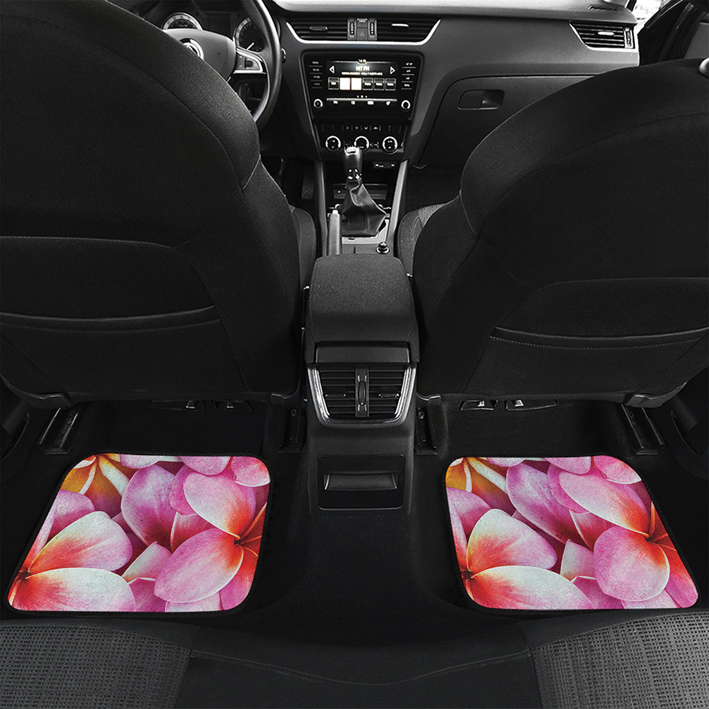 Pink Frangipani Flower Print Front and Back Car Floor Mats