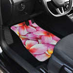 Pink Frangipani Flower Print Front and Back Car Floor Mats