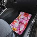 Pink Frangipani Flower Print Front and Back Car Floor Mats