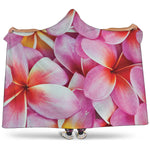 Pink Frangipani Flower Print Hooded Blanket