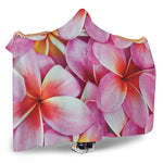 Pink Frangipani Flower Print Hooded Blanket