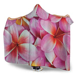Pink Frangipani Flower Print Hooded Blanket