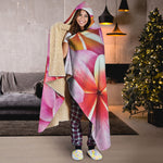 Pink Frangipani Flower Print Hooded Blanket