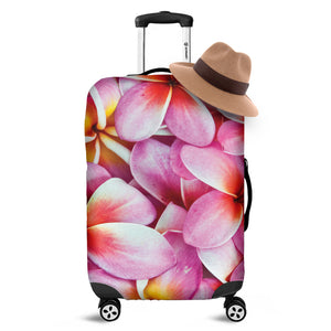 Pink Frangipani Flower Print Luggage Cover