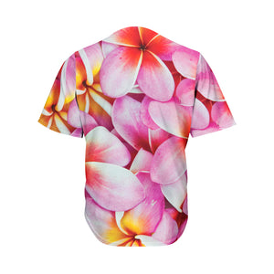 Pink Frangipani Flower Print Men's Baseball Jersey