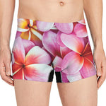 Pink Frangipani Flower Print Men's Boxer Briefs