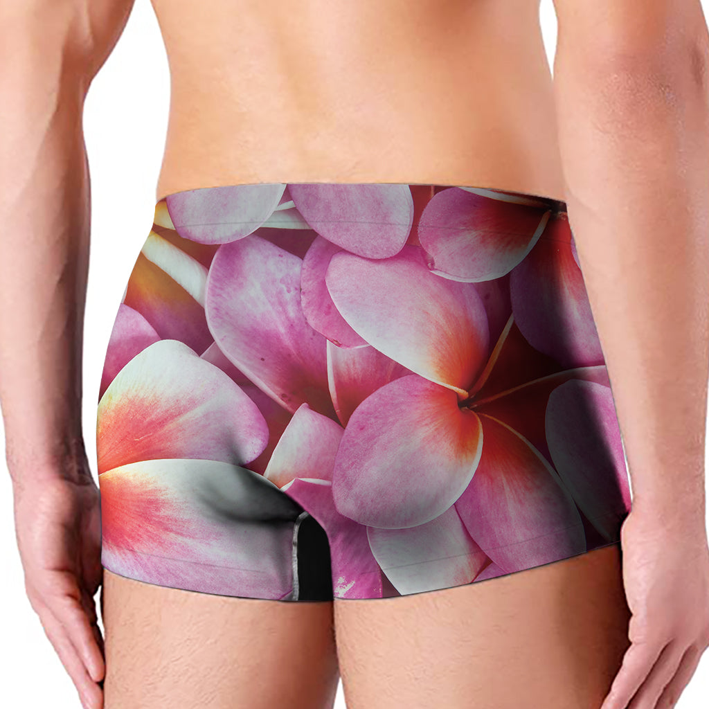 Pink Frangipani Flower Print Men's Boxer Briefs