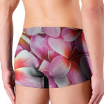 Pink Frangipani Flower Print Men's Boxer Briefs