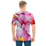 Pink Frangipani Flower Print Men's T-Shirt