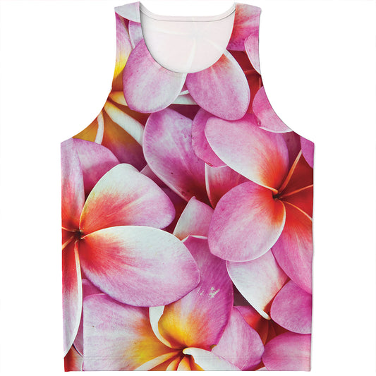 Pink Frangipani Flower Print Men's Tank Top