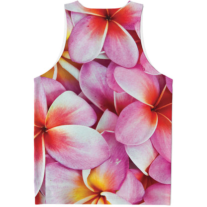 Pink Frangipani Flower Print Men's Tank Top