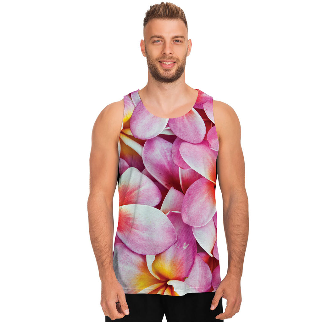 Pink Frangipani Flower Print Men's Tank Top