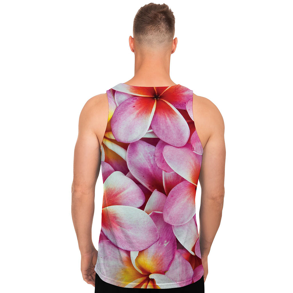 Pink Frangipani Flower Print Men's Tank Top