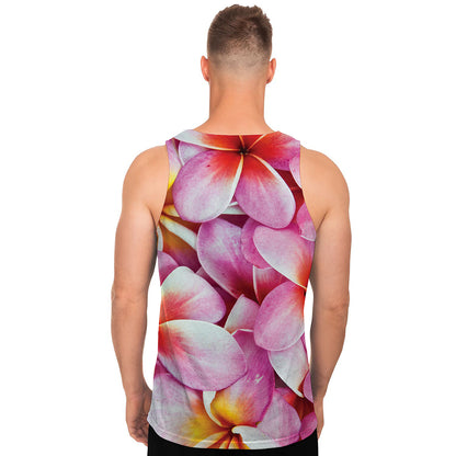 Pink Frangipani Flower Print Men's Tank Top