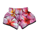 Pink Frangipani Flower Print Muay Thai Boxing Shorts