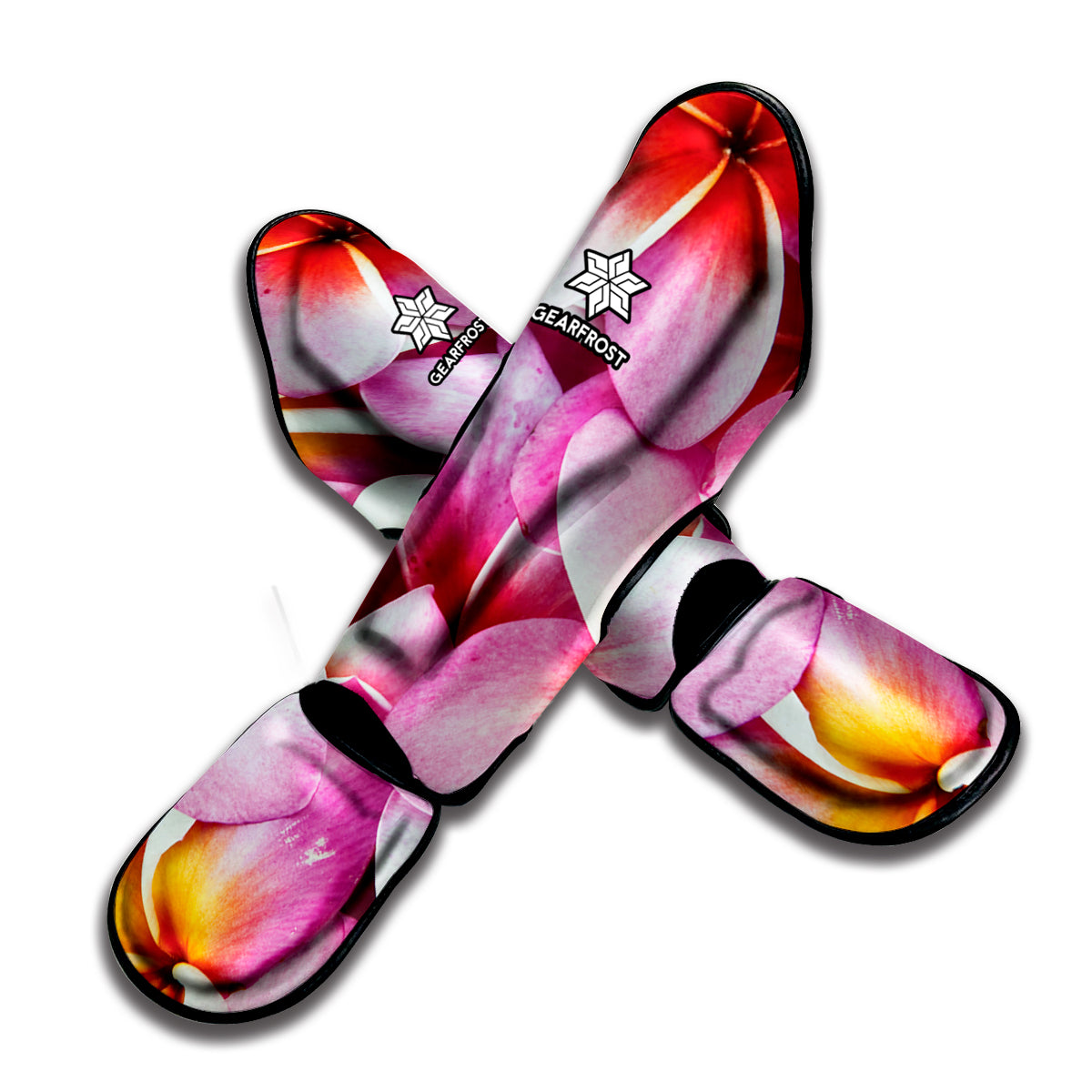 Pink Frangipani Flower Print Muay Thai Shin Guard