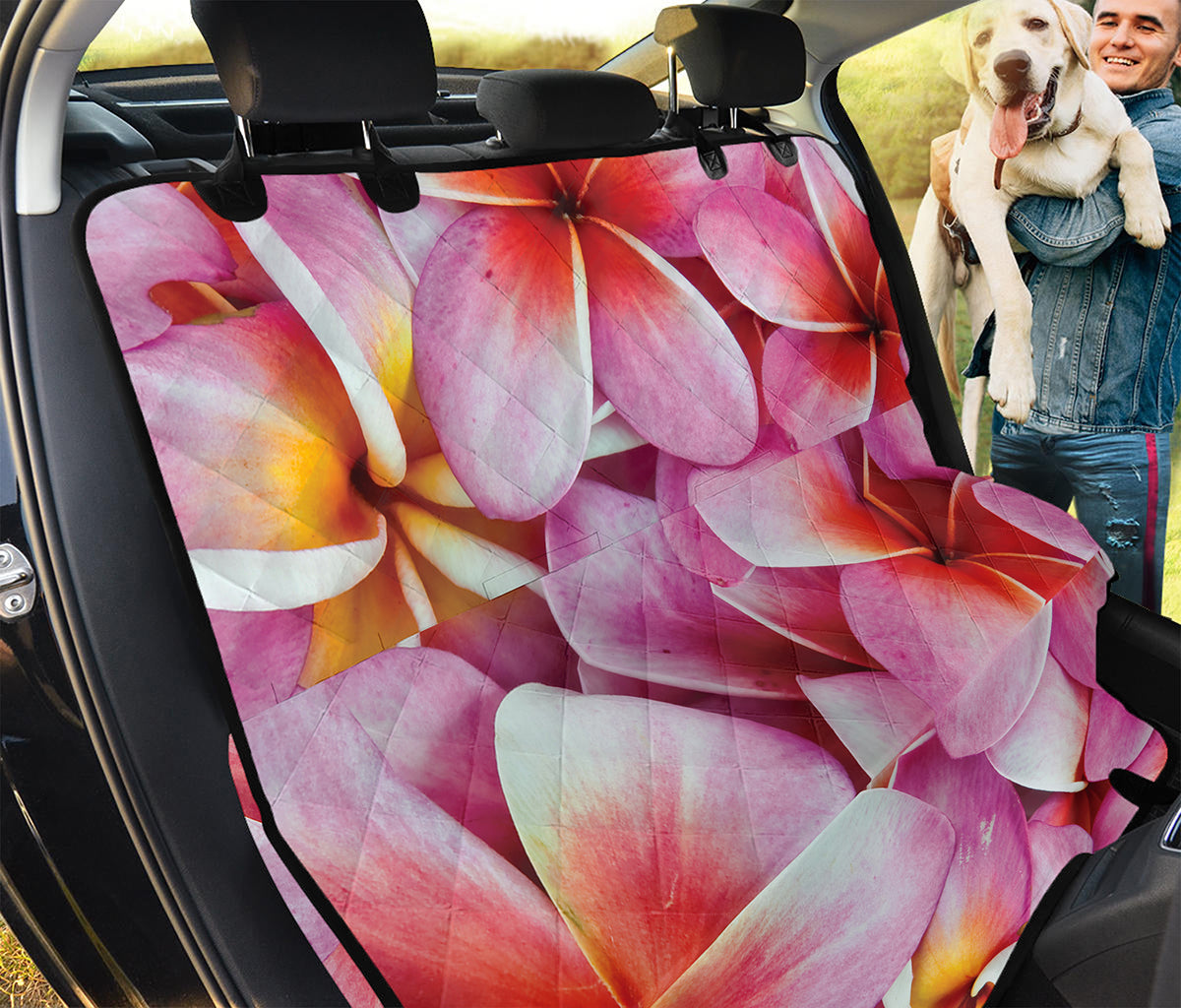 Pink Frangipani Flower Print Pet Car Back Seat Cover