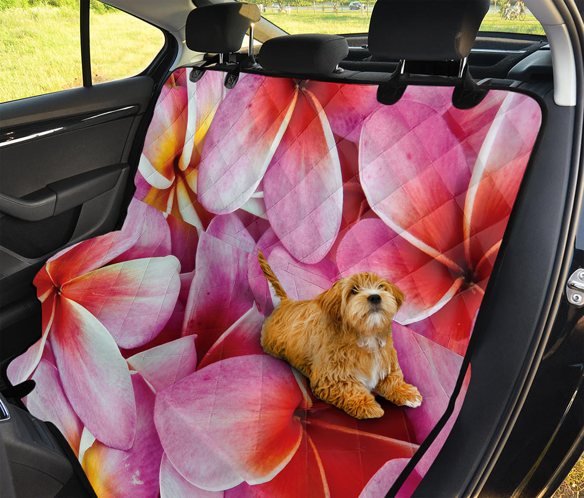 Pink Frangipani Flower Print Pet Car Back Seat Cover