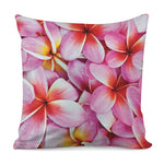 Pink Frangipani Flower Print Pillow Cover
