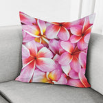 Pink Frangipani Flower Print Pillow Cover