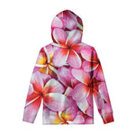 Pink Frangipani Flower Print Pullover Hoodie