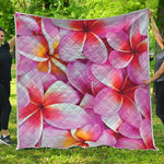 Pink Frangipani Flower Print Quilt