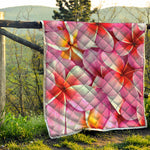 Pink Frangipani Flower Print Quilt