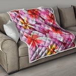 Pink Frangipani Flower Print Quilt