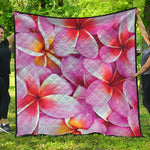 Pink Frangipani Flower Print Quilt