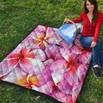 Pink Frangipani Flower Print Quilt