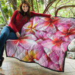 Pink Frangipani Flower Print Quilt