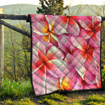 Pink Frangipani Flower Print Quilt