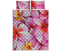 Pink Frangipani Flower Print Quilt Bed Set
