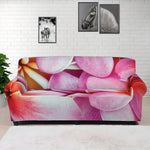 Pink Frangipani Flower Print Sofa Cover