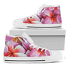 Pink Frangipani Flower Print White High Top Shoes