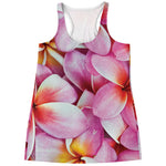 Pink Frangipani Flower Print Women's Racerback Tank Top