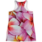 Pink Frangipani Flower Print Women's Racerback Tank Top