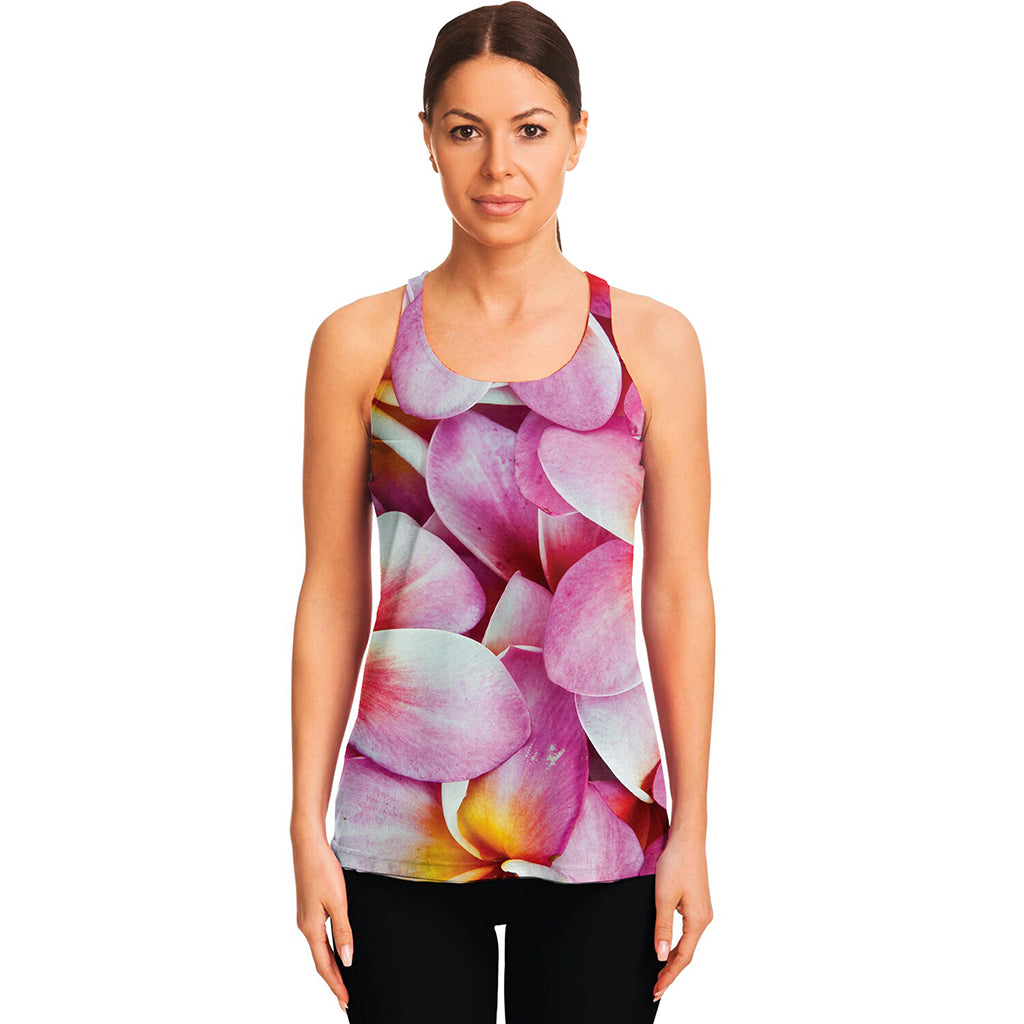 Pink Frangipani Flower Print Women's Racerback Tank Top