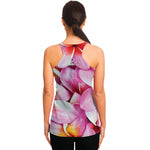 Pink Frangipani Flower Print Women's Racerback Tank Top