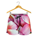 Pink Frangipani Flower Print Women's Shorts